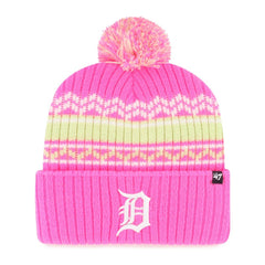 Detroit Tigers '47 Youth Polar Vortex Cuffed Knit Hat with Pom - Pink - 47 brand on Sale