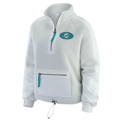 Miami Dolphins WEAR by Erin Andrews Women's Polar Fleece Half-Zip Jacket White