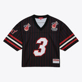 Dwyane Wade Miami Heat x DANNIJO Women's Cropped Football Fashion Jersey Black | Mitchell & Ness discount