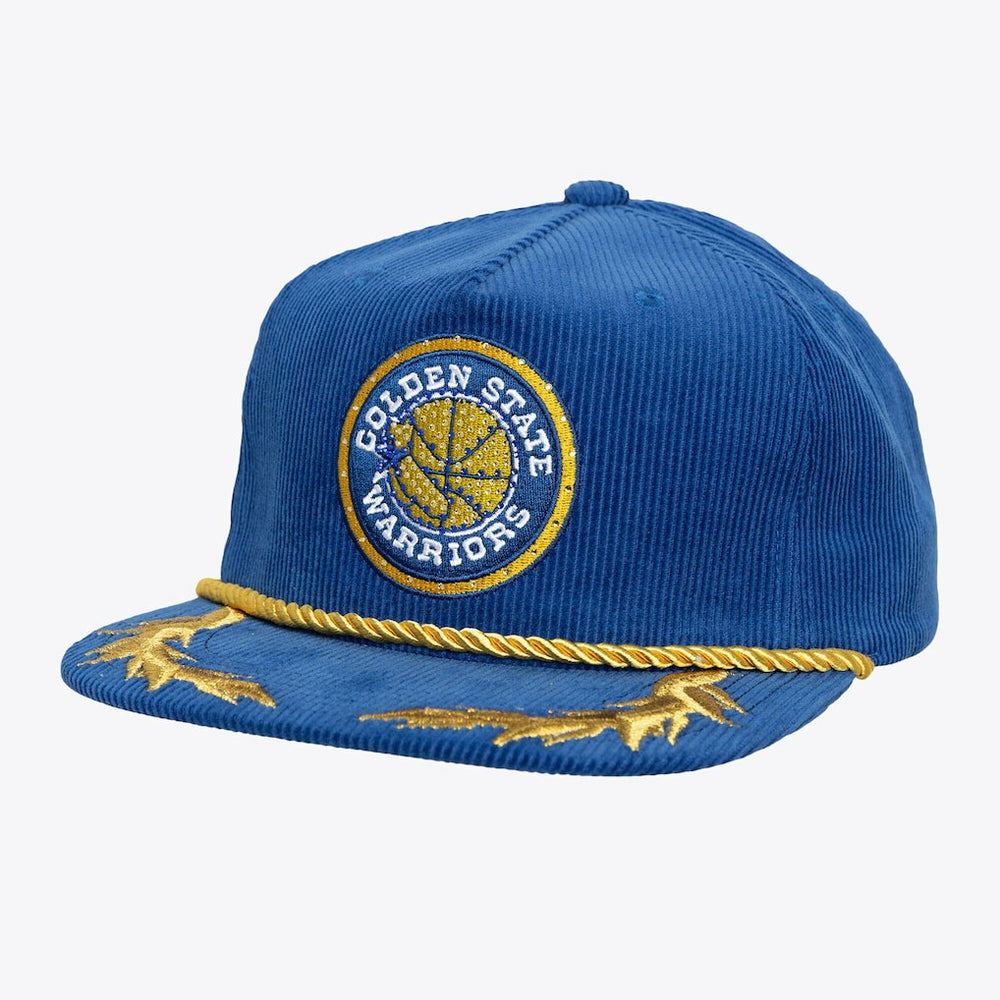 Golden State Warriors x DANNIJO Women's Deadstock Cord Snapback Hat for sale Royal | Mitchell & Ness discount