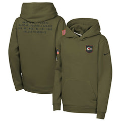 Nike Kansas City Chiefs Youth 2025 Salute to Service Club Fleece Hoodie Olive