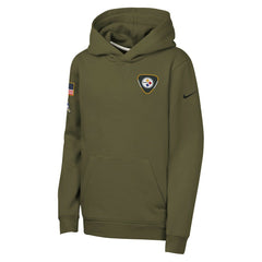 Nike Pittsburgh Steelers Youth 2025 Salute to Service Club Fleece Hoodie Olive