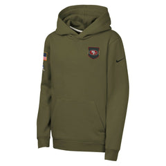 Nike San Francisco 49ers Youth 2025 Salute to Service Club Fleece Hoodie Olive