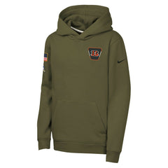 Nike Cincinnati Bengals Youth 2025 Salute to Service Club Fleece Hoodie Olive