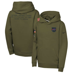Nike Buffalo Bills Youth 2025 Salute to Service Club Fleece Hoodie Olive