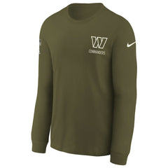 Nike Washington Commanders Youth 2025 Salute to Service Sideline Long Sleeve T-Shirt Olive