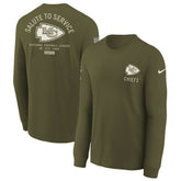 Nike Kansas City Chiefs Youth 2025 Salute to Service Sideline Long Sleeve T-Shirt Olive