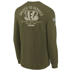 Nike Cincinnati Bengals Youth 2025 Salute to Service Sideline Long Sleeve T-Shirt Olive