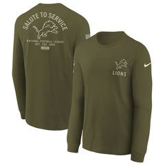 Nike Detroit Lions Youth 2025 Salute to Service Sideline Long Sleeve T-Shirt Olive