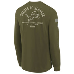 Nike Detroit Lions Youth 2025 Salute to Service Sideline Long Sleeve T-Shirt Olive