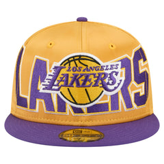 Los Angeles Lakers Satin Two-Tone 59FIFTY Fitted Hat Gold/Purple | New Era