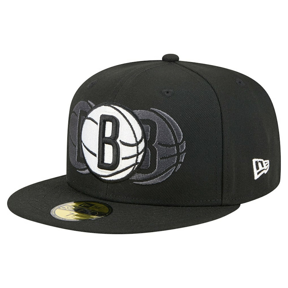 Brooklyn Nets Tri-Hit 59Fifty Fitted Hat Black | New Era