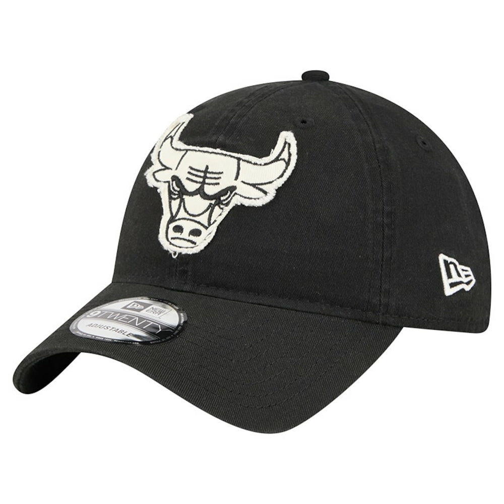 Chicago Bulls Stamp Fabric Applique 9TWENTY Adjustable Hat Black | New Era for sale