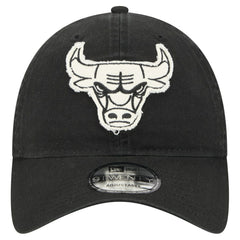 Chicago Bulls Stamp Fabric Applique 9TWENTY Adjustable Hat Black | New Era for sale