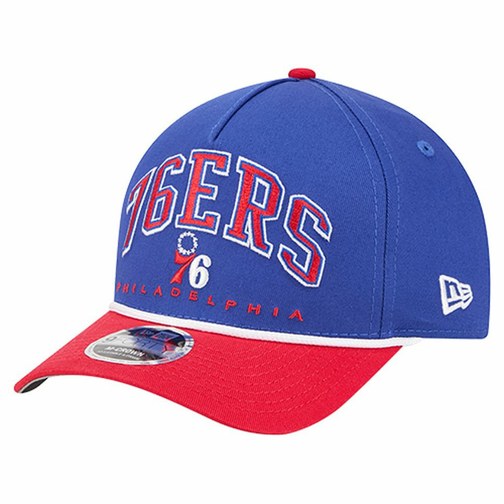 Philadelphia 76ers Bold Arch COOLERA 9FORTY A-Frame M-Crown Adjustable Hat Royal | New Era