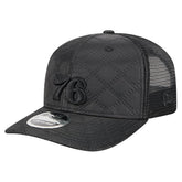 Philadelphia 76ers Quilted 9SEVENTY Trucker Adjustable Hat Black | New Era outlet