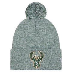 Milwaukee Bucks Marled Cuffed Knit Hat with Pom Hunter Green | New Era US