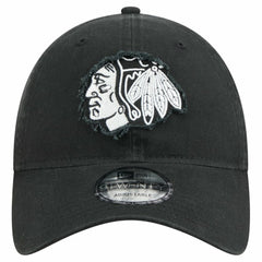 Chicago Blackhawks New Era Stamp Fabric Applique 9TWENTY Adjustable Hat - Black - NHL 202715523
