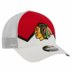 Chicago Blackhawks New Era Hockey Sock 9FORTY A-Frame M-Crown Adjustable Trucker Hat - White/Red - NHL 202715538
