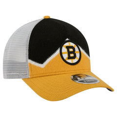 Boston Bruins New Era Hockey Sock 9FORTY A-Frame M-Crown Adjustable Trucker Hat - Gold/Black - NHL 202715546