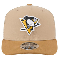Pittsburgh Penguins New Era Two-Tone Trucker 9SEVENTY Stretch Snap Adjustable Hat - Tan/Light Brown - NHL 202715686