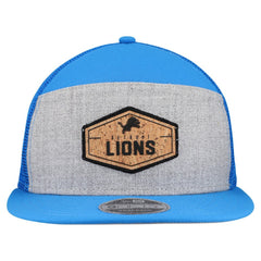 Detroit Lions New Era Cork Split Panel 9FIFTY Trucker Snapback Hat Gray/Blue