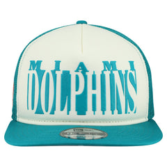 Miami Dolphins New Era Throwback Cutout A-Frame 9FIFTY Snapback Hat Cream/Aqua