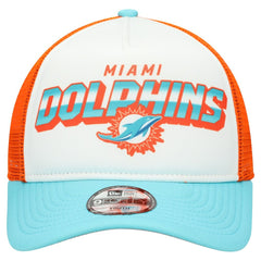 Miami Dolphins New Era Youth Streak 9FORTY A-Frame Adjustable Hat White/Aqua