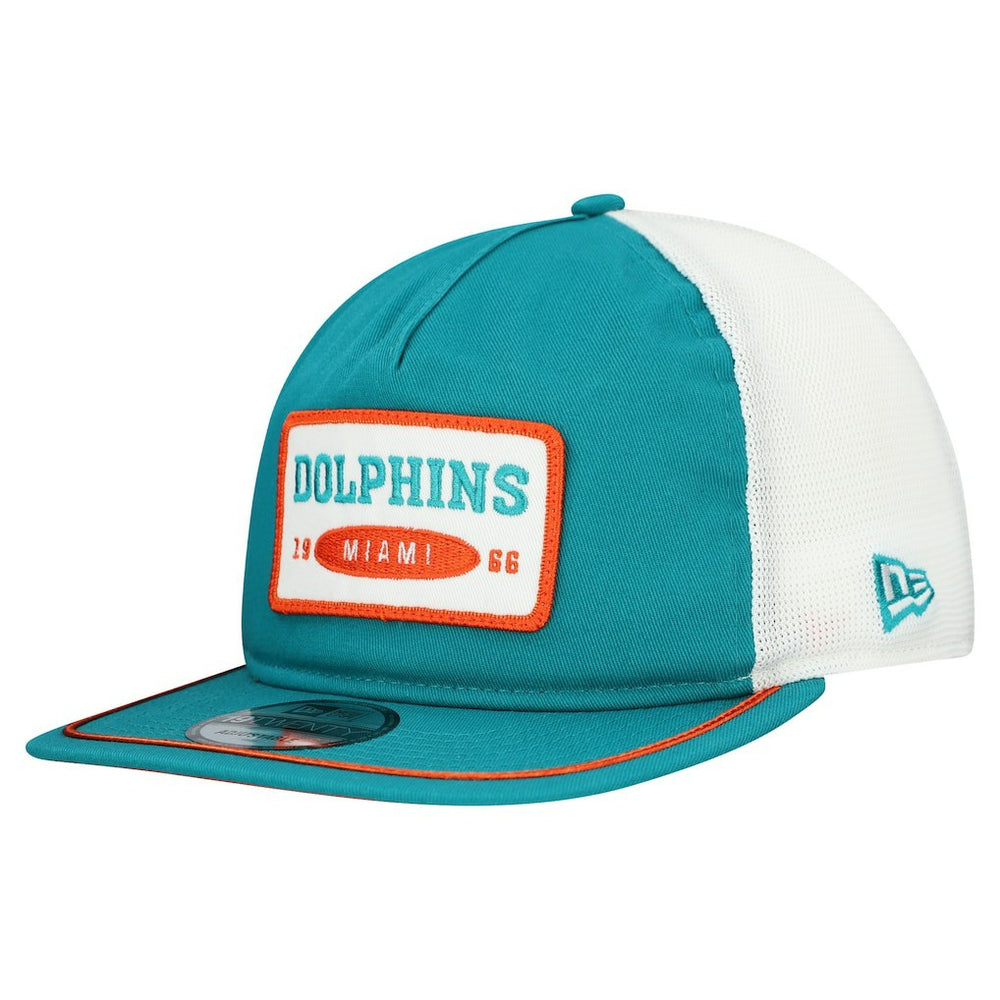 Miami Dolphins New Era Patch 19TWENTY Adjustable Hat Aqua/White