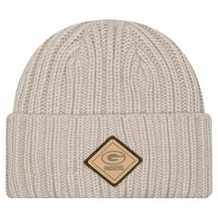 Green Bay Packers New Era Logo Applique Cuffed Knit Hat Light Beige