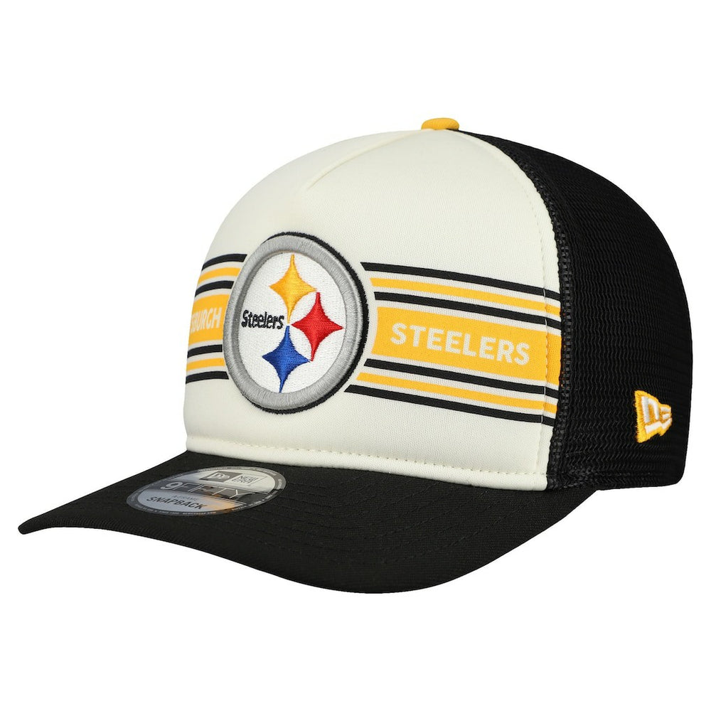 Pittsburgh Steelers New Era Banner A-Frame 9FIFTY Snapback Hat Cream/Black