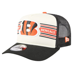 Cincinnati Bengals New Era Banner A-Frame 9FIFTY Trucker Snapback Hat Cream/Black