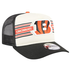 Cincinnati Bengals New Era Banner A-Frame 9FIFTY Trucker Snapback Hat Cream/Black