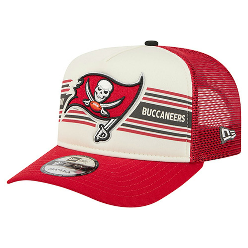 Tampa Bay Buccaneers New Era Youth Banner 9FIFTY A-Frame Adjustable Trucker Hat Cream/Red