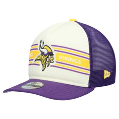 Minnesota Vikings New Era Youth Banner 9FIFTY A-Frame Adjustable Trucker Hat Cream/Purple