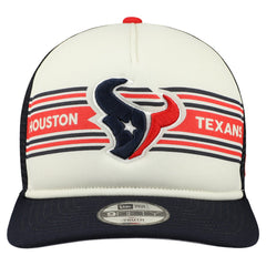 Houston Texans New Era Youth Banner 9FIFTY A-Frame Adjustable Trucker Hat Cream/Navy