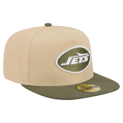 New York Jets New Era Color Pack A-Frame 59FIFTY Fitted Hat Light Beige/Olive