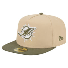 Miami Dolphins New Era Color Pack A-Frame 59FIFTY Fitted Hat Beige/Olive