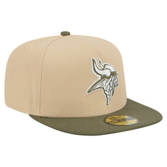 Minnesota Vikings New Era Color Pack A-Frame 59FIFTY Fitted Hat Light Beige/Olive