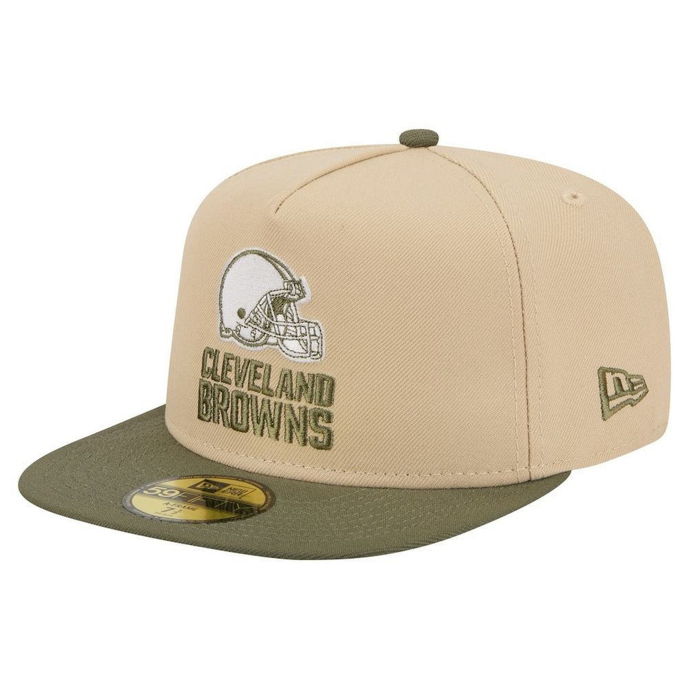 Cleveland Browns New Era Color Pack A-Frame 59FIFTY Fitted Hat Beige/Olive