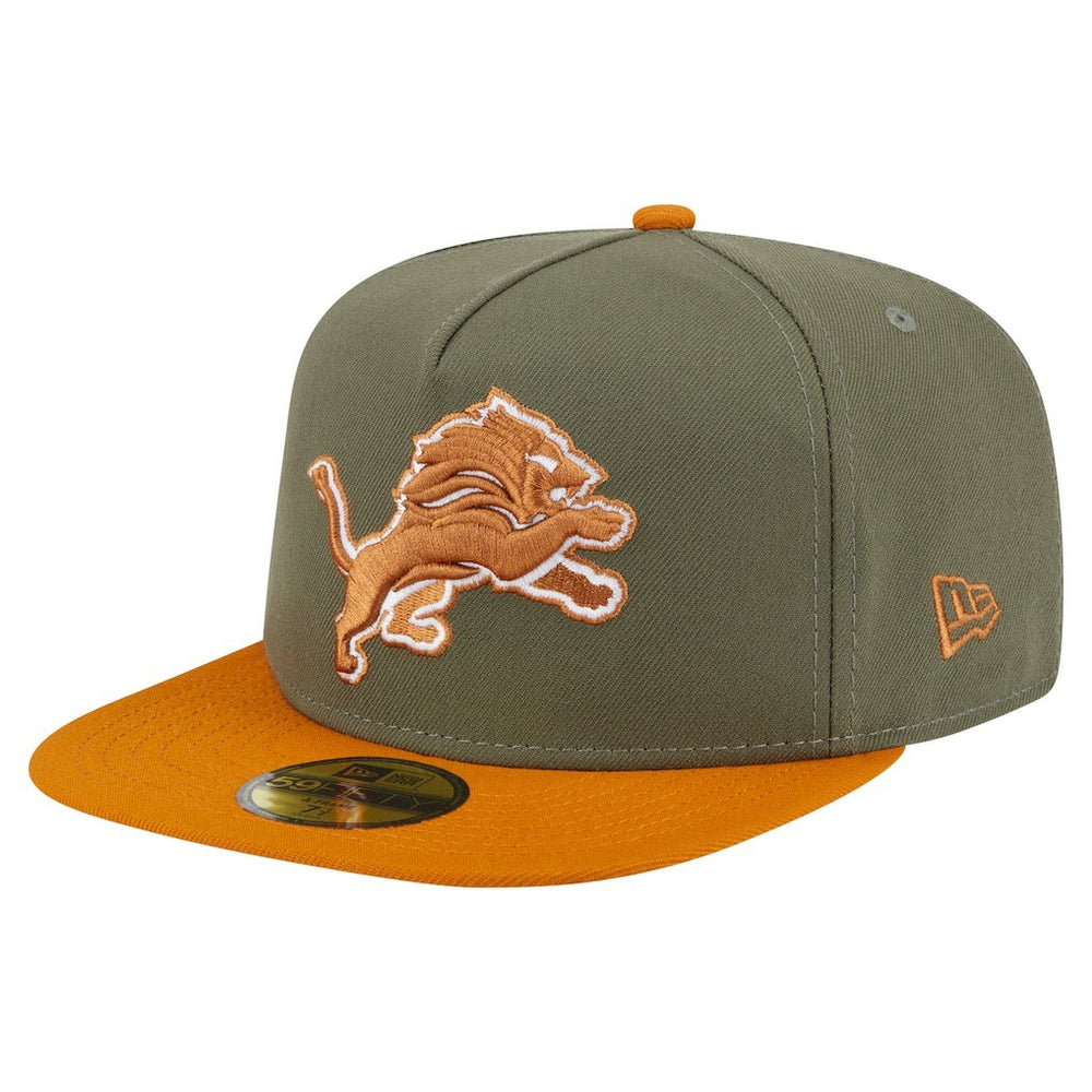 Detroit Lions New Era Color Pack A-Frame 59FIFTY Fitted Hat Olive/Brown
