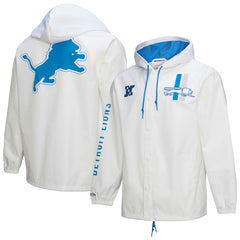 Mitchell & Ness Detroit Lions Vintage Logo Coaches Full-Snap Hoodie Jacket White