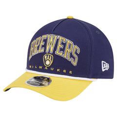 Milwaukee Brewers New Era Arch 9FORTY A-Frame M-Crown Adjustable Hat - Navy/Gold - New Era Sale