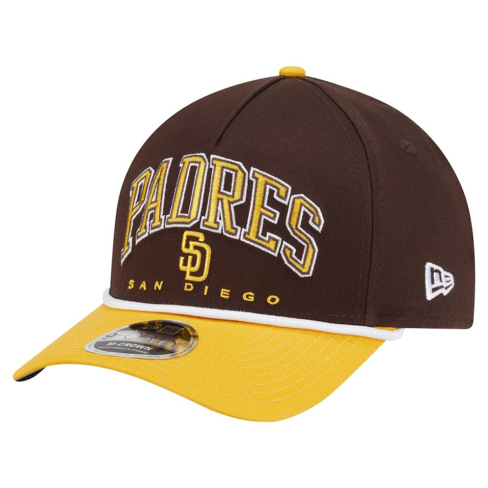 San Diego Padres New Era Arch 9FORTY A-Frame M-Crown Adjustable Hat - Brown/Gold - New Era on Sale