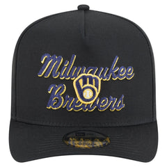 Milwaukee Brewers New Era Chainstitch 9FIFTY A-Frame Snapback Hat - Black - New Era Discount