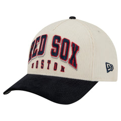 Boston Red Sox New Era Sided Corduroy 9FORTY A-Frame Adjustable Hat - Cream/Navy - New Era Lifestyle