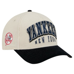New York Yankees New Era Sided Corduroy 9FORTY A-Frame Adjustable Hat - Cream/Navy - New Era Discount