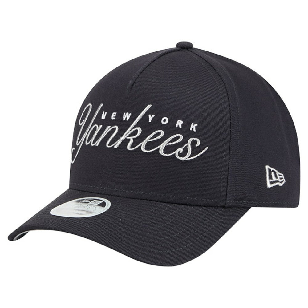 New York Yankees New Era Women's Metallic A-Frame 9FORTY Adjustable Hat - Navy - New Era Lifestyle