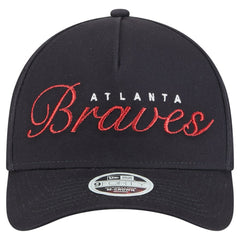Atlanta Braves New Era Women's Metallic A-Frame 9FORTY Adjustable Hat - Navy - New Era on Sale