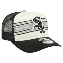 Chicago White Sox New Era Banner A-Frame 9FIFTY Trucker Snapback Hat - Cream/Black - New Era Sale